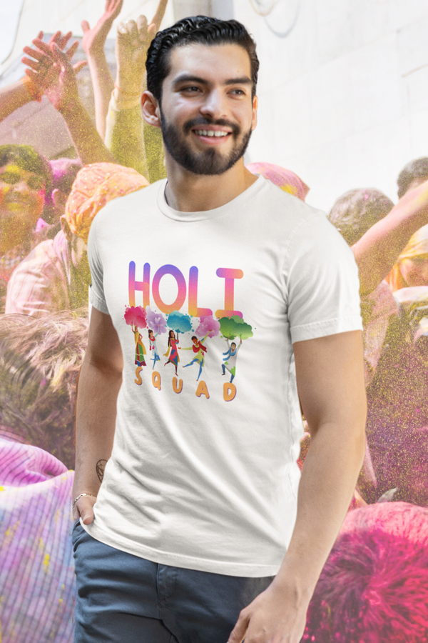Colourful Holi Squad T-Shirt For Men - WowWaves