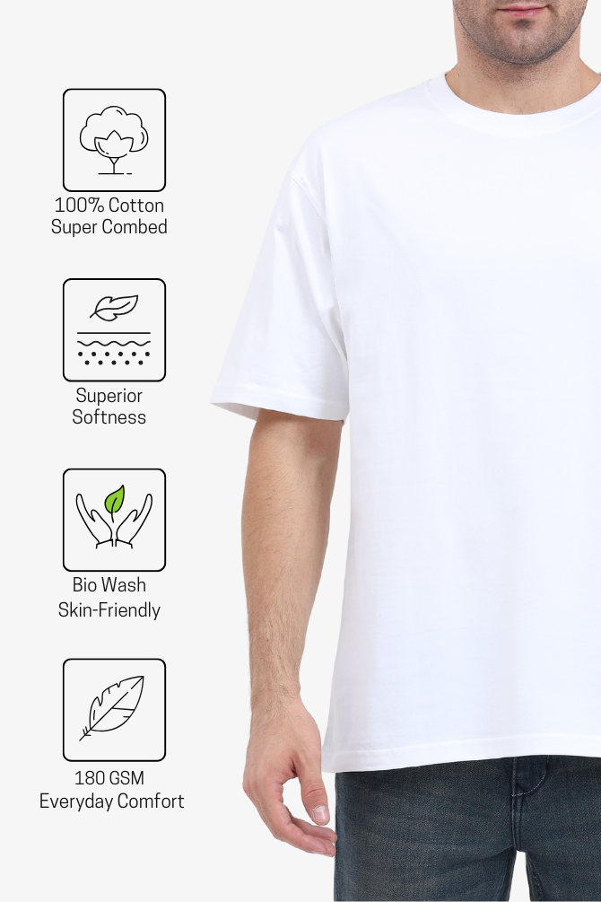White Oversized T-Shirt For Men - WowWaves - 3