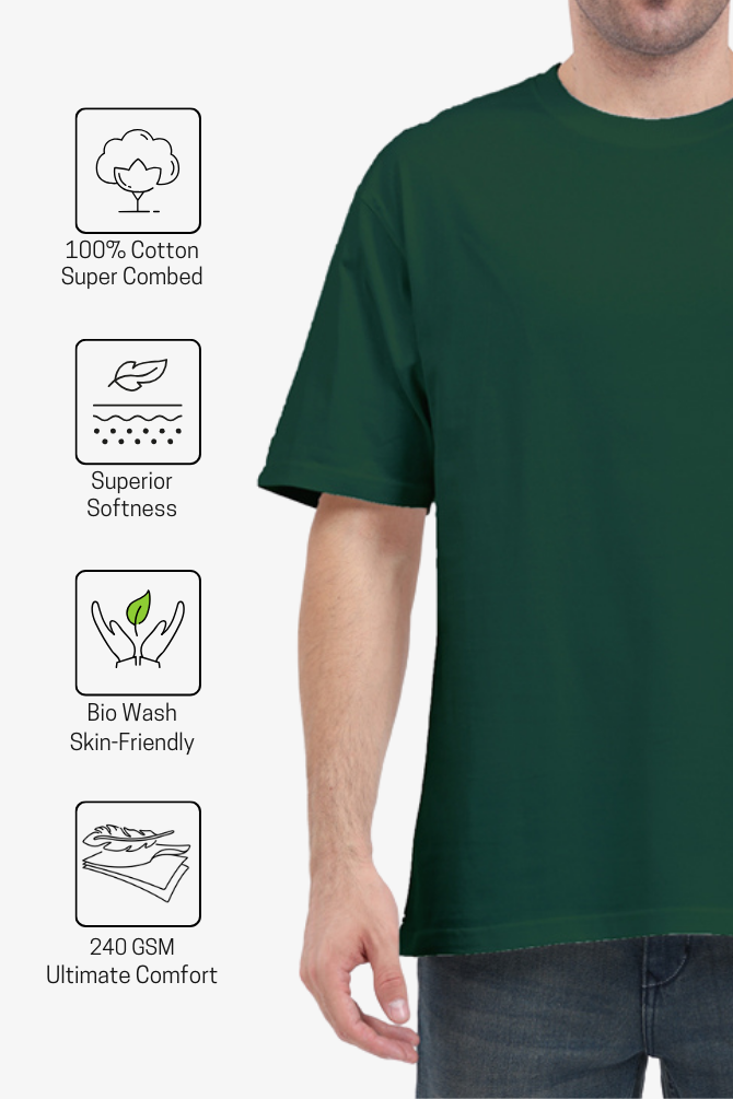 Bottle Green Oversized T-Shirt For Men - WowWaves - 6