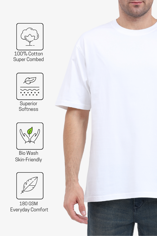 White Lightweight Oversized T-Shirt For Men - WowWaves - 6