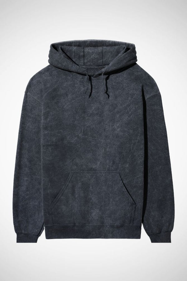 Unisex Acid Wash Hooded Sweatshirt - Navy Blue