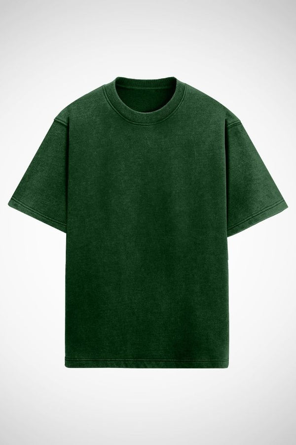 Unisex Acid Wash Oversized Classic T-shirt Bottle Green - 1