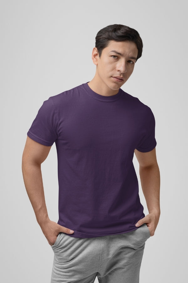 Purple Poly Cotton T-Shirt for Men