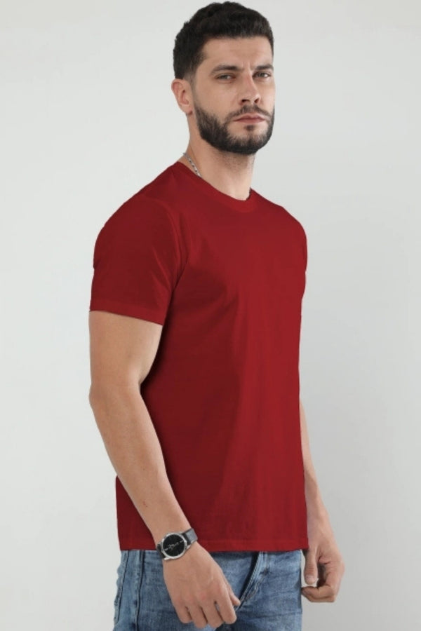 Red Poly Cotton T-Shirt for Men
