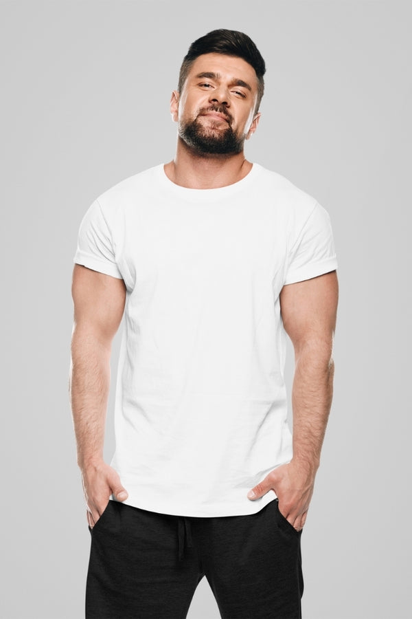 White Poly Cotton T-Shirt for Men