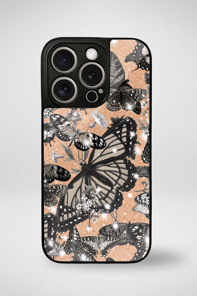 Butterflies glitter Glass Mobile Case - iPhone, Samsung & OnePlus -1