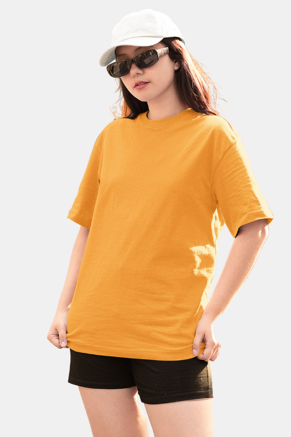 Golden Yellow Oversized T-Shirt For Women - WowWaves