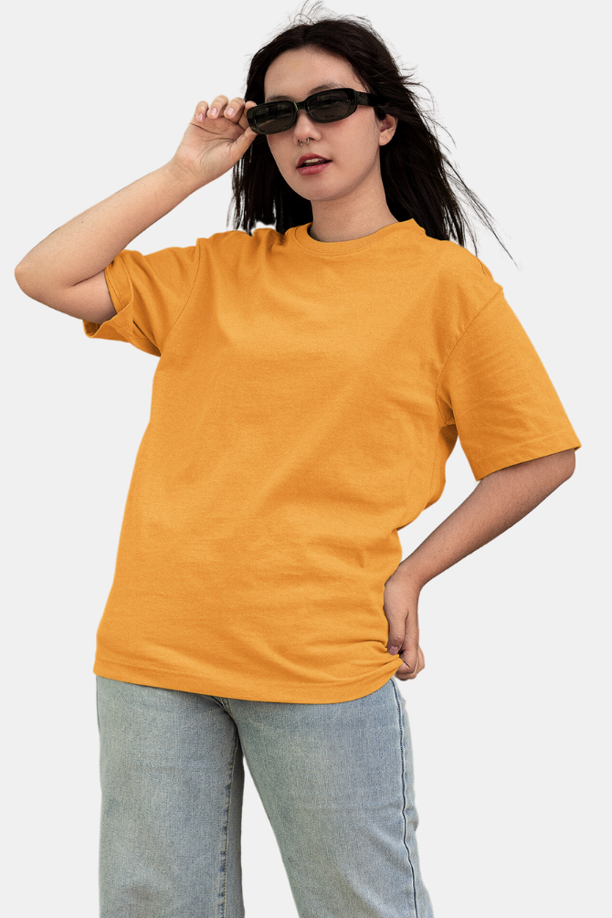 Golden Yellow Oversized T-Shirt For Women - WowWaves - 2