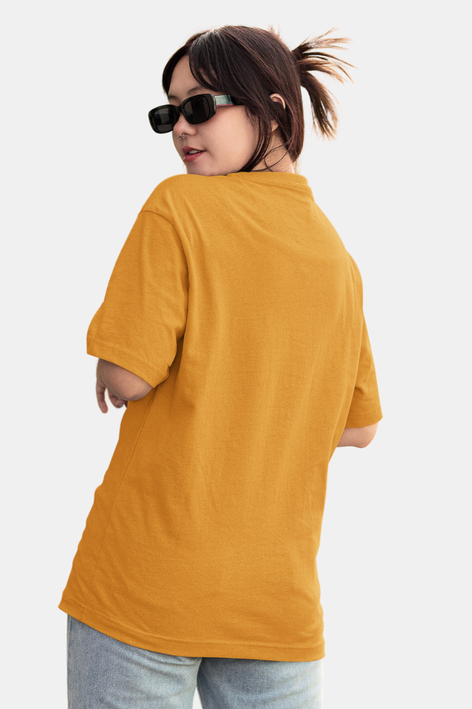 Golden Yellow Oversized T-Shirt For Women - WowWaves - 4