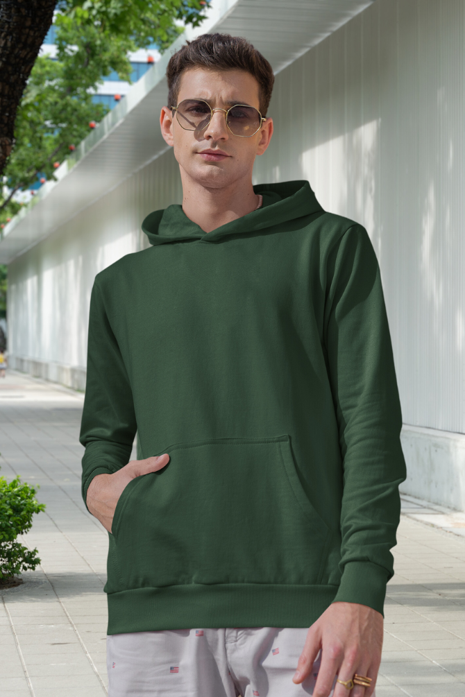 Bottle Green Hoodie For Men - WowWaves