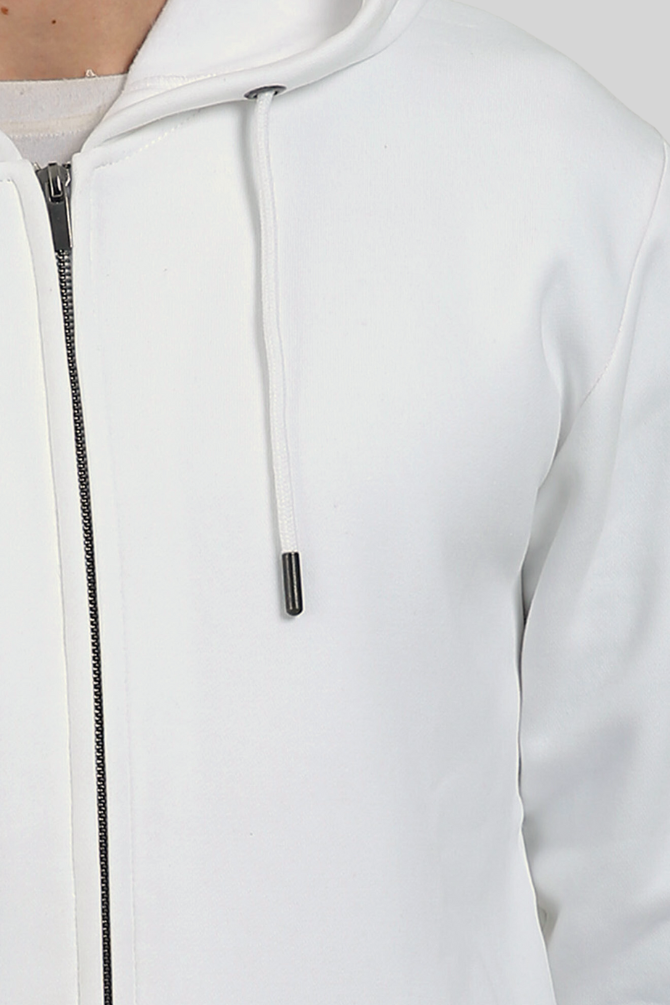 White Zip Hoodie For Men - WowWaves - 1