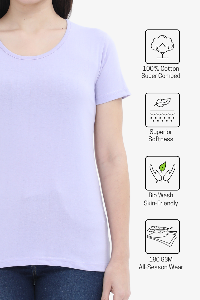 Lavender Scoop Neck T-Shirt For Women - WowWaves - 4