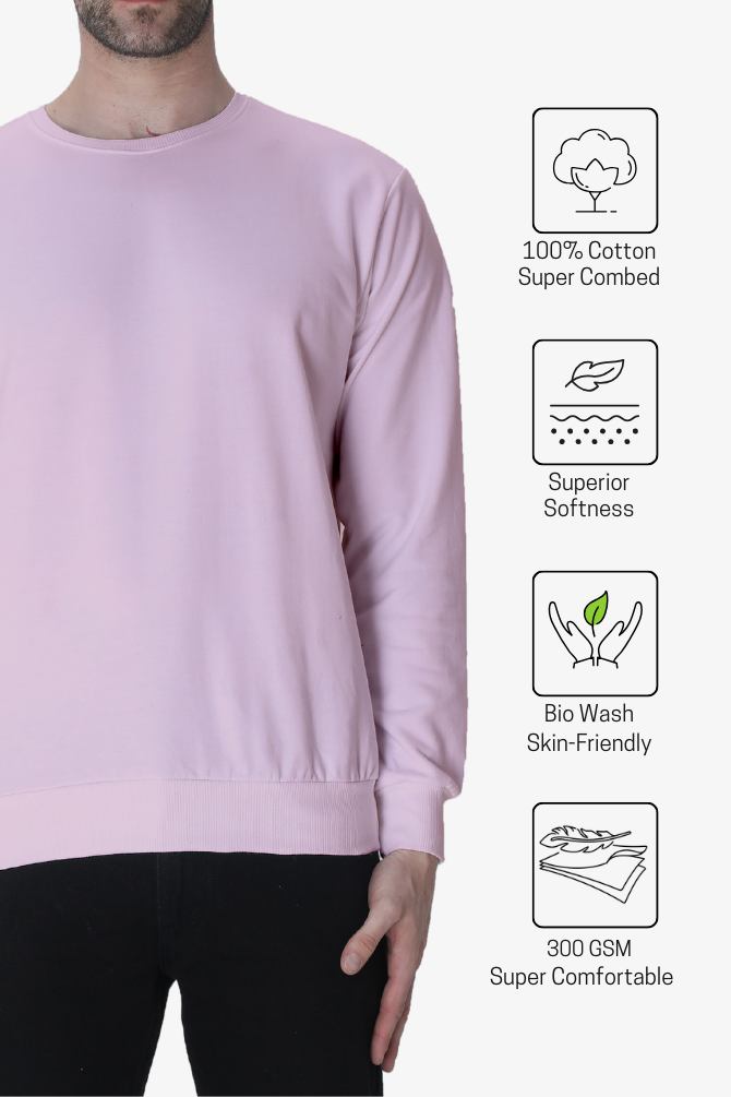 Light Pink Sweatshirt For Men - WowWaves - 5