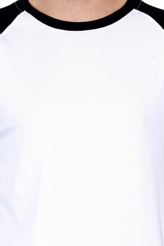 Black White Raglan Sleeve T-Shirt For Men - WowWaves - 5