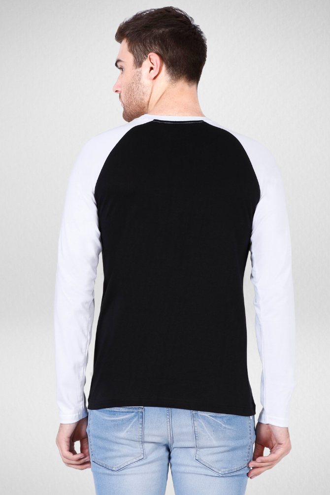 White Black Raglan Sleeve T-Shirt For Men - WowWaves - 5