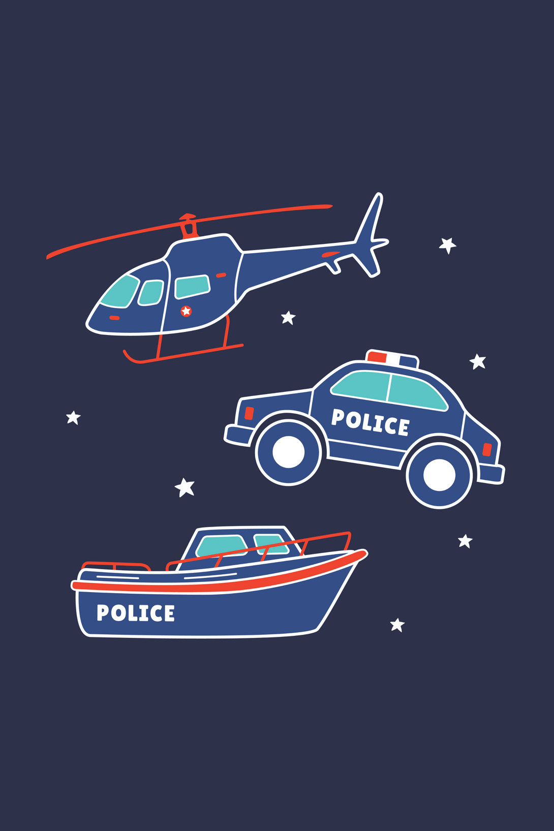 Police Transport Navy Blue Printed T-Shirt For Men - WowWaves - 1