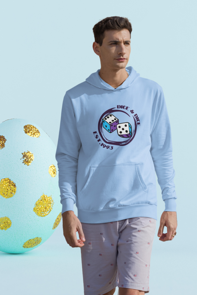 Dice Baby Blue Printed Hoodie For Men - WowWaves - 2