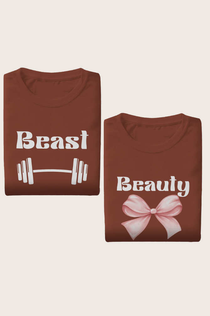 Beast And Beauty Couple T Shirt - WowWaves - 1