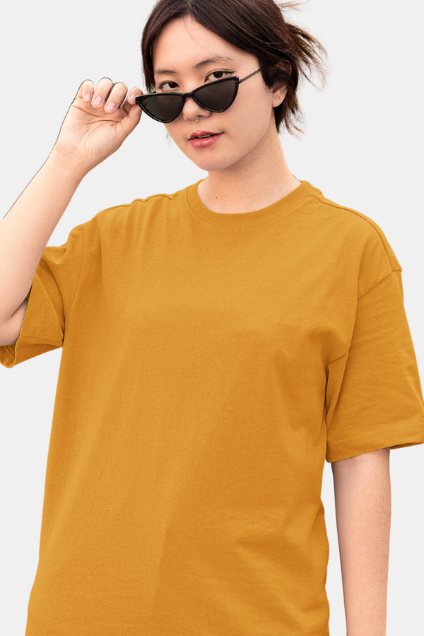 Mustard Yellow Oversized T-Shirt For Women - WowWaves