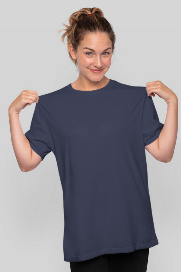 Navy Blue Oversized T-Shirt For Women - WowWaves