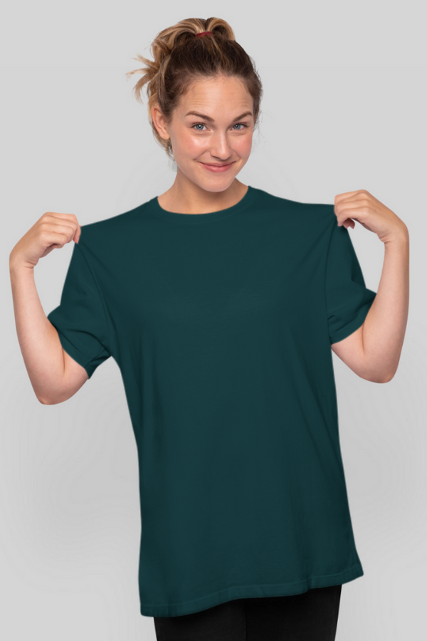 Petrol Blue Oversized T-Shirt For Women - WowWaves