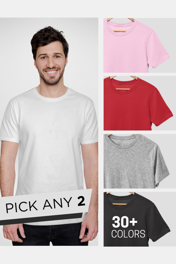 Pick Any 2 Plain T-Shirts Combo For Men - WowWaves