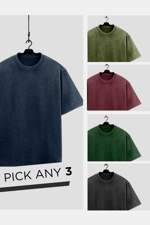 Pick Any 3 Acid Wash Oversized T-shirts Combo - 1