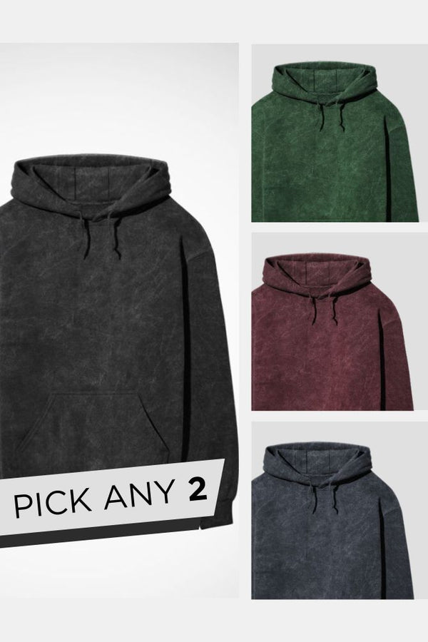 Pick Any 2 Acid Wash Hoodies Combo - 1