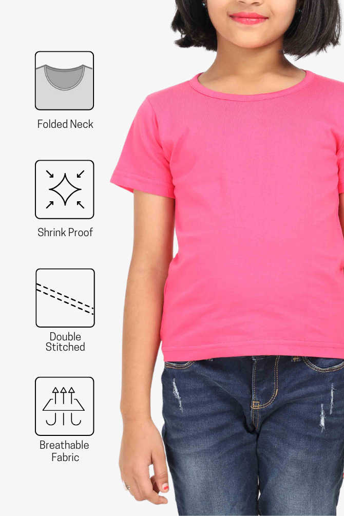 Pink T-Shirt For Girl - WowWaves - 5