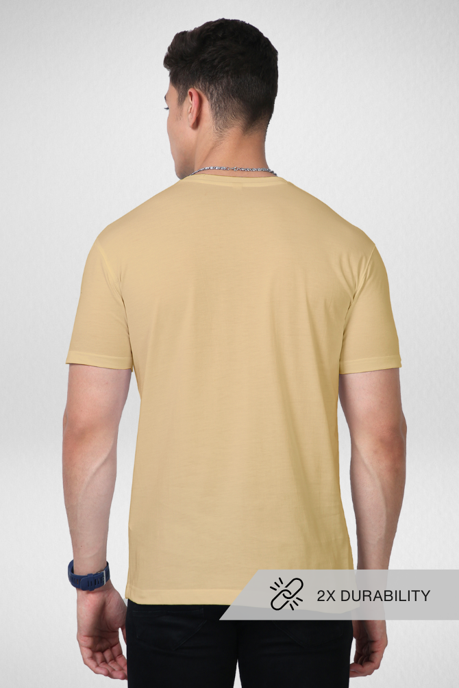 Beige Supima Cotton T-Shirt For Men - WowWaves - 2