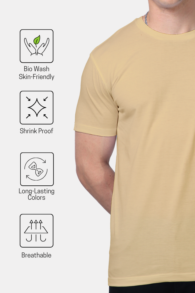 Beige Supima Cotton T-Shirt For Men - WowWaves - 9