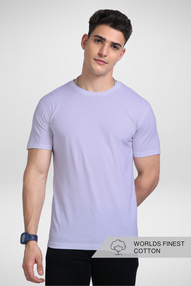 Lavender Supima Cotton T-Shirt For Men - WowWaves - 1