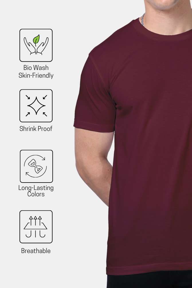 Maroon Supima Cotton T-Shirt For Men - WowWaves - 9