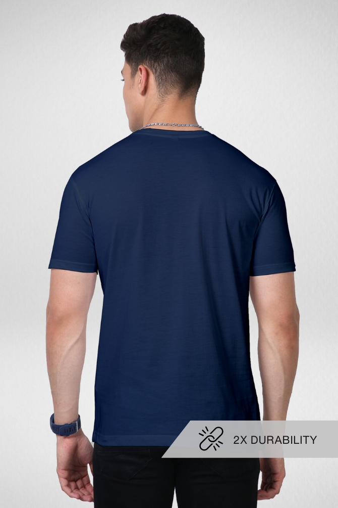 Navy Blue Supima Cotton T-Shirt For Men - WowWaves - 2