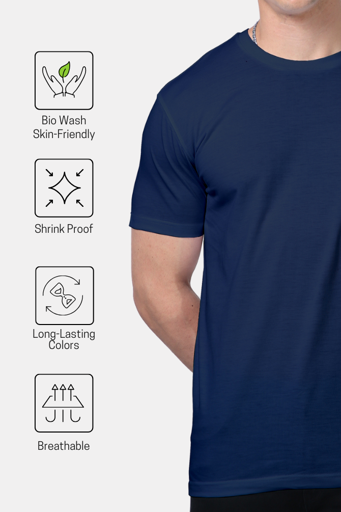 Navy Blue Supima Cotton T-Shirt For Men - WowWaves - 9