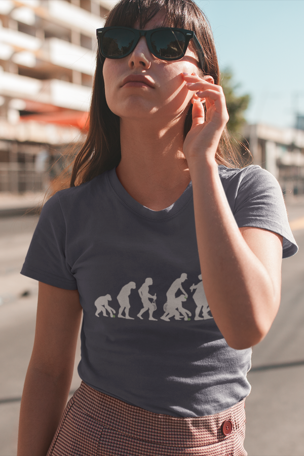 Tennis Evolution Printed T-Shirt For Women - WowWaves