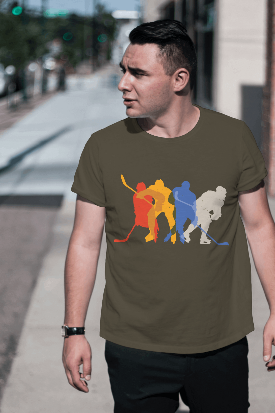Hockey Players Printed T-Shirt For Men - WowWaves - 4