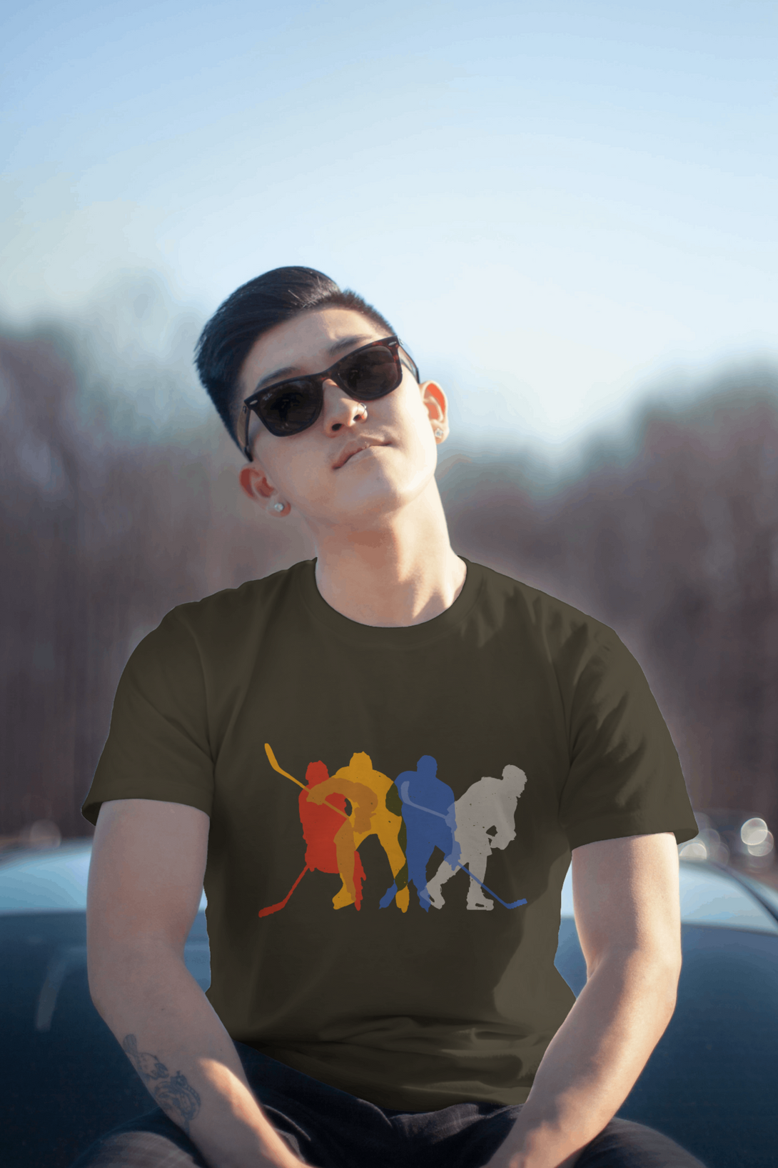 Hockey Players Printed T-Shirt For Men - WowWaves - 2