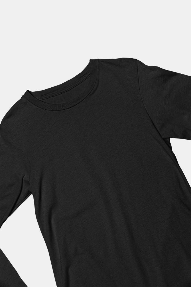 Black Full Sleeve T-Shirt For Women - WowWaves - 3