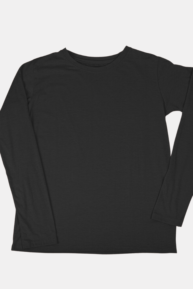 Black Full Sleeve T-Shirt For Women - WowWaves - 1