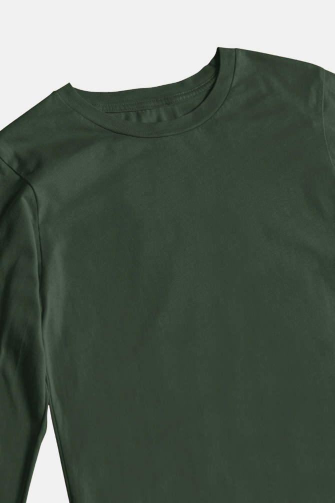 Bottle Green Full Sleeve T-Shirt For Women - WowWaves - 2