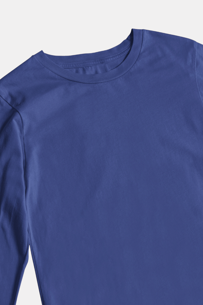 Royal Blue Full Sleeve T-Shirt For Women - WowWaves - 3