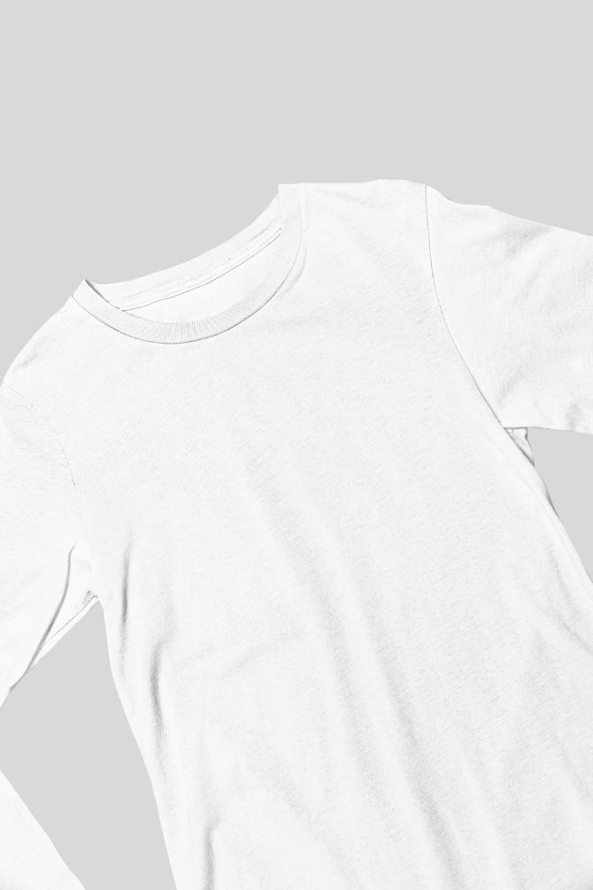 White Full Sleeve T-Shirt For Women - WowWaves - 4