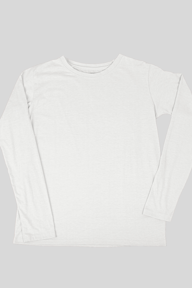 White Full Sleeve T-Shirt For Women - WowWaves - 1