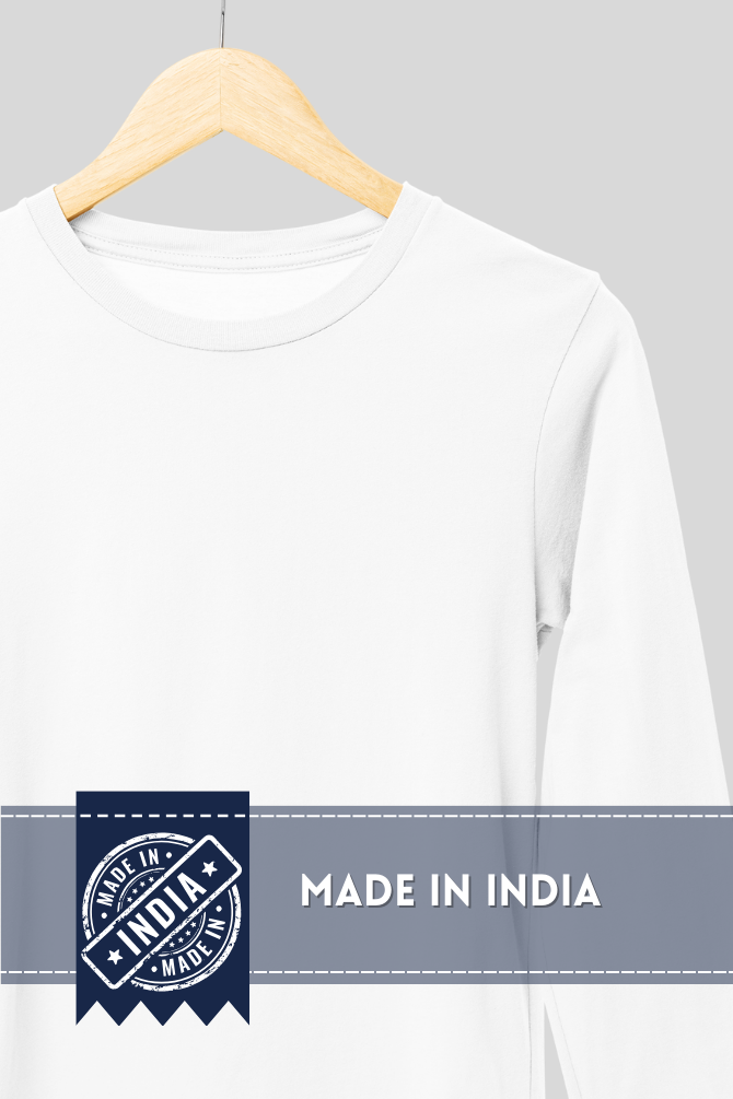 White Full Sleeve T-Shirt For Women - WowWaves - 5