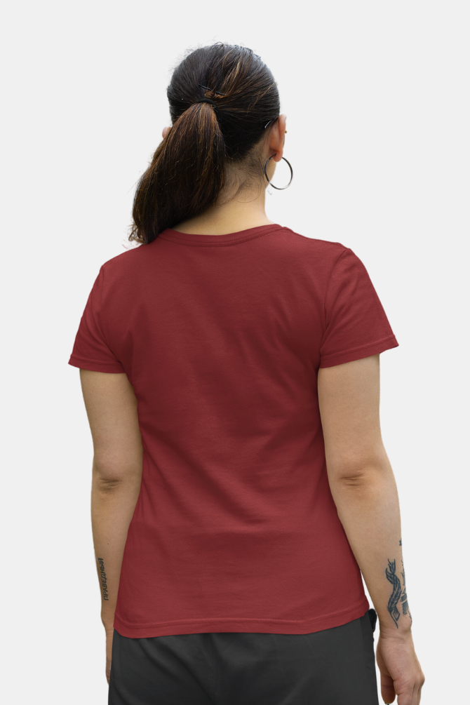 Brick Red T-Shirt For Women - WowWaves - 3