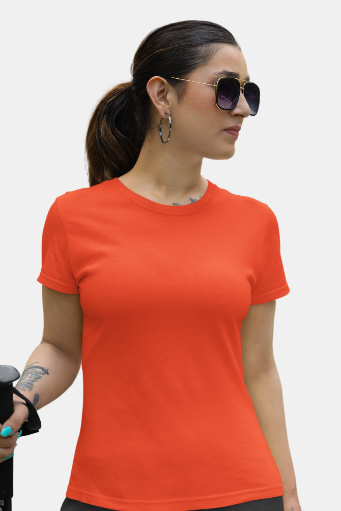 Orange T-Shirt For Women - WowWaves - 1