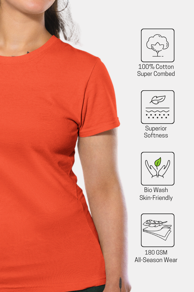 Orange T-Shirt For Women - WowWaves - 4