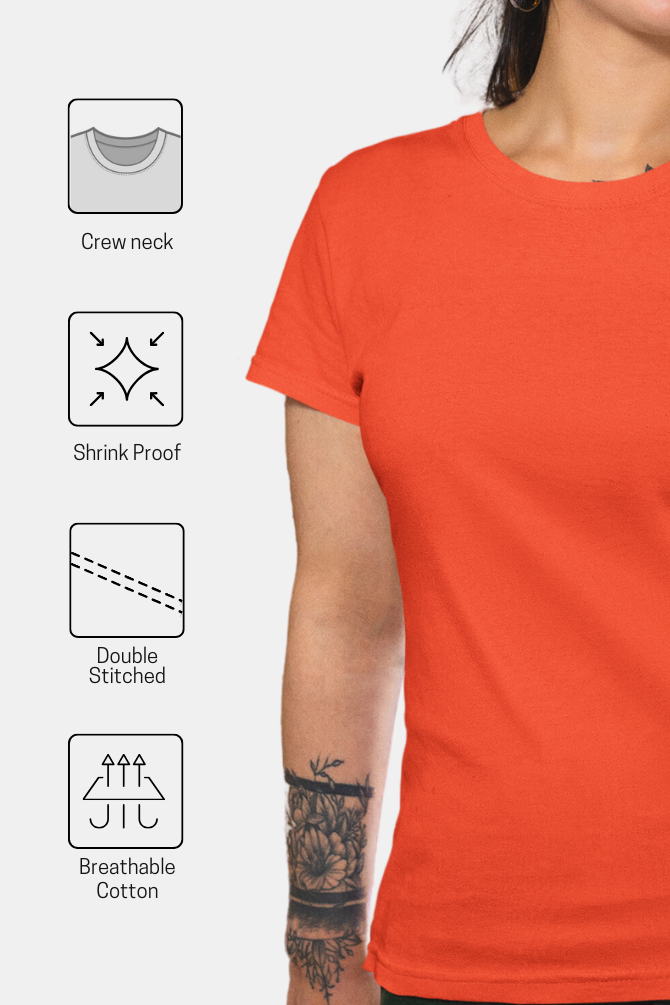 Orange T-Shirt For Women - WowWaves - 5
