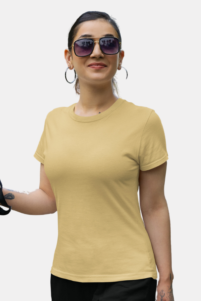 Beige T-Shirt For Women - WowWaves